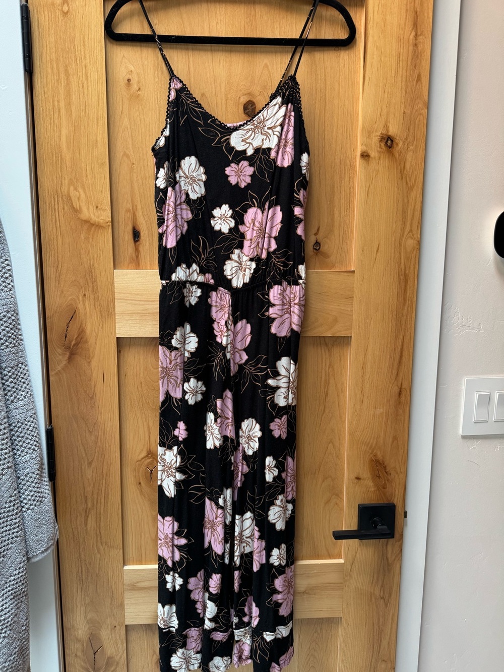 Black Floral Maxi Dress with Pink & White Blooms